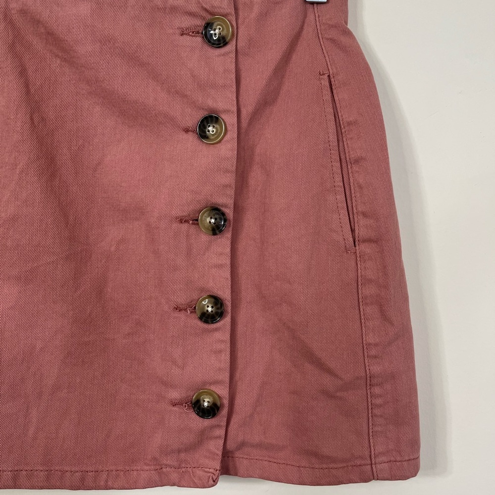 Topshop Moto Dusty Rose Asymmetrical Button Skirt With Pockets - Picture 3 of 8